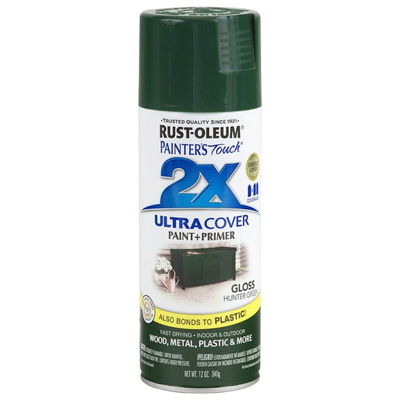 24‐Pack of 12 oz Rust‐Oleum Brands 334034 Gloss Hunter Green Painter's Touch 2X Ultra Cover Paint + Primer Spray Paint, Gloss