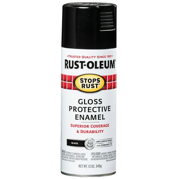 24-Pack of 12 oz Rust-Oleum Brands 7779830 Black Stops Rust Protective Enamel Spray Paint, Gloss