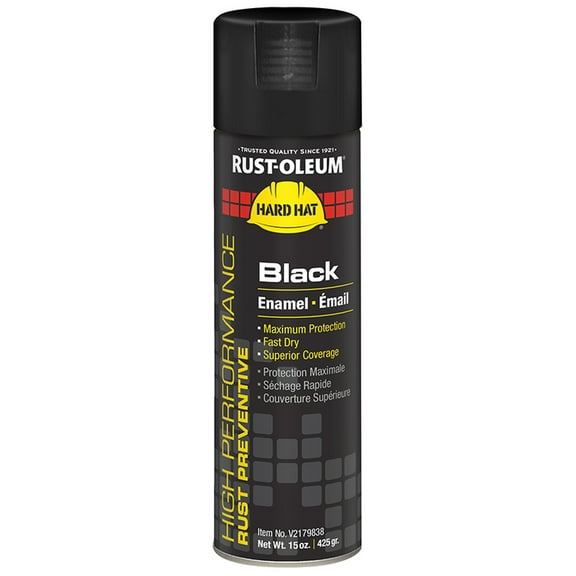24-Pack of 15 oz Rust-Oleum Brands V2179838 Black Hard Hat Enamel Spray Paint, Gloss
