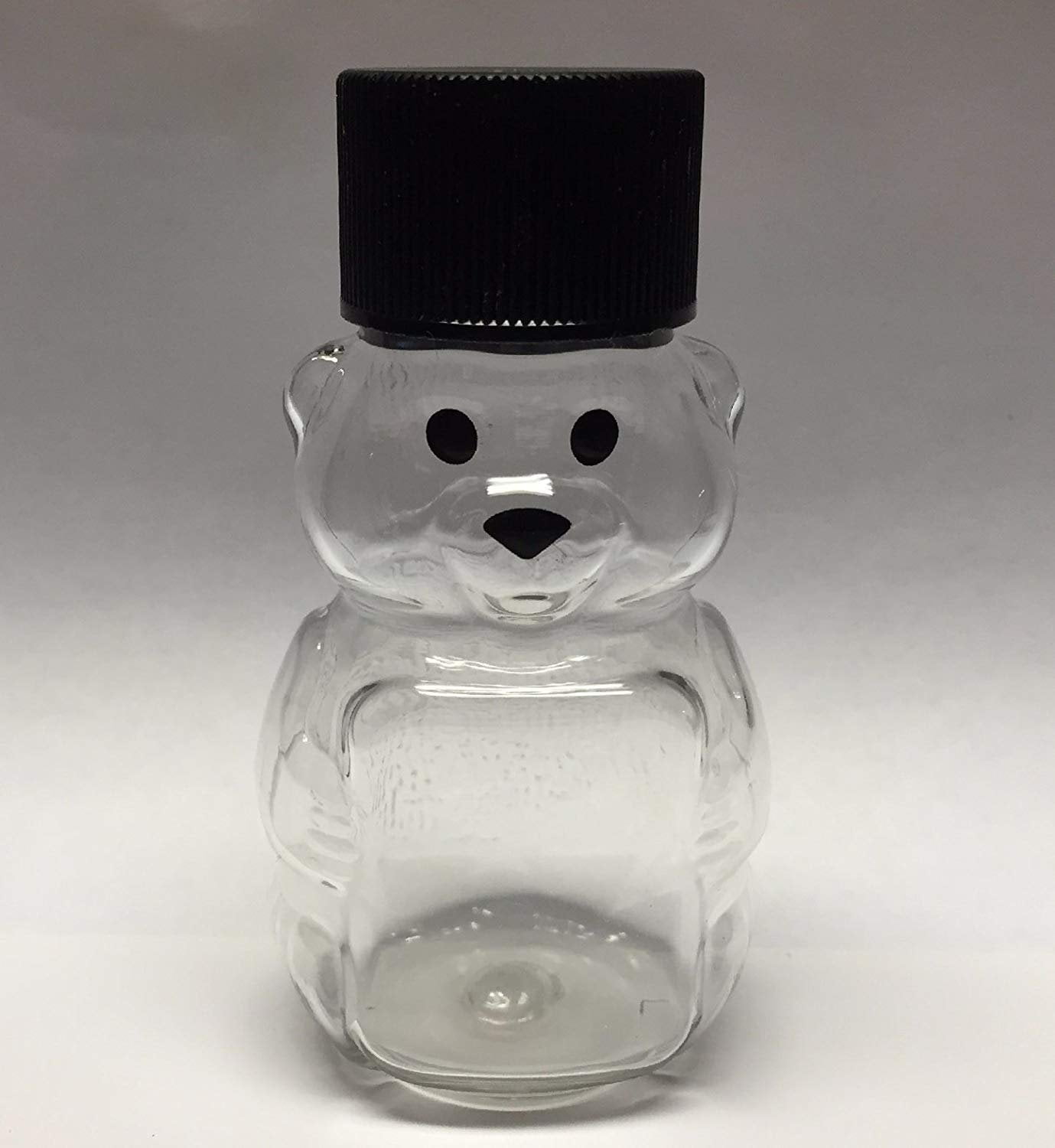 24 Pack of 2 oz. Honey Bear Plastic Squeeze Bottle with Screw Cap Small Miniature 2 3/4" Jar Container Wedding Prom Graduation Party Favors (Black)