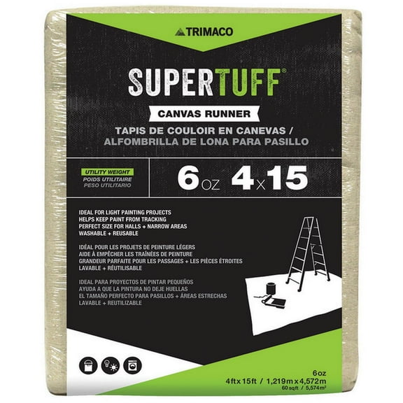24-Pack of 4’ x 15’ Trimaco 5678 SuperTuff Canvas Dropcloth, 6-Ounce Utility