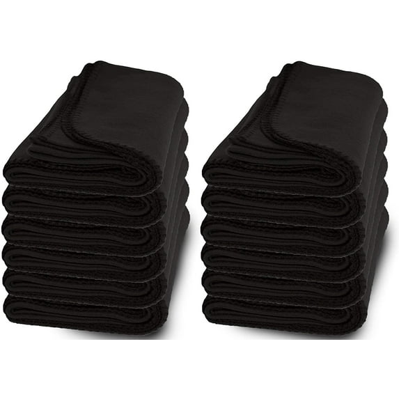 24 Pack of Bulk Soft Fleece Blankets 50 X 60, Heavy Weight, Cozy Warm Throw Blanket Sofa Travel Outdoor, Wholesale (50 X 60, 24 Pack Black)