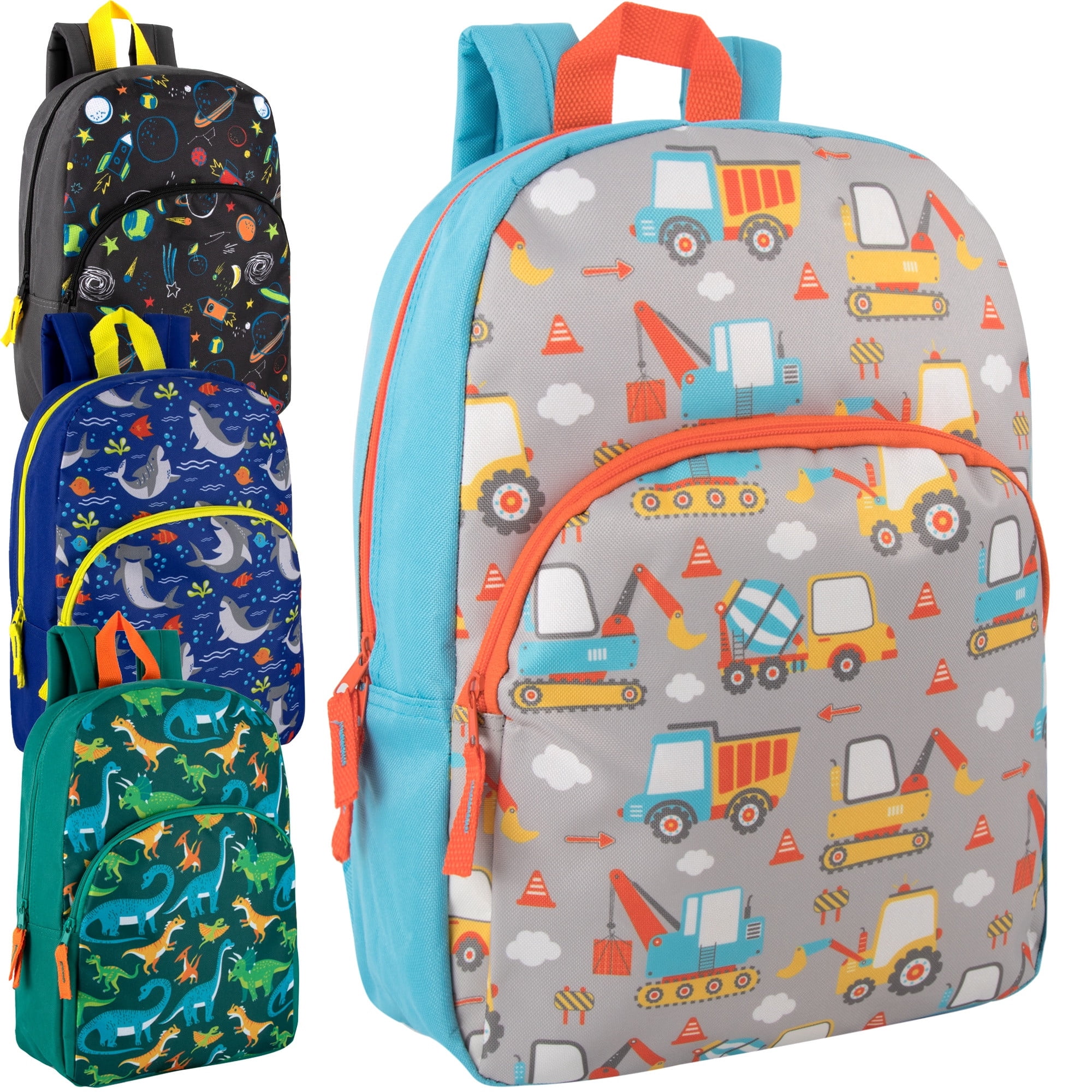 24 Pack of Bulk Wholesale 15 Inch Fun Printed Backpacks for Commute and Travel in Male Fantastic Creature Prints