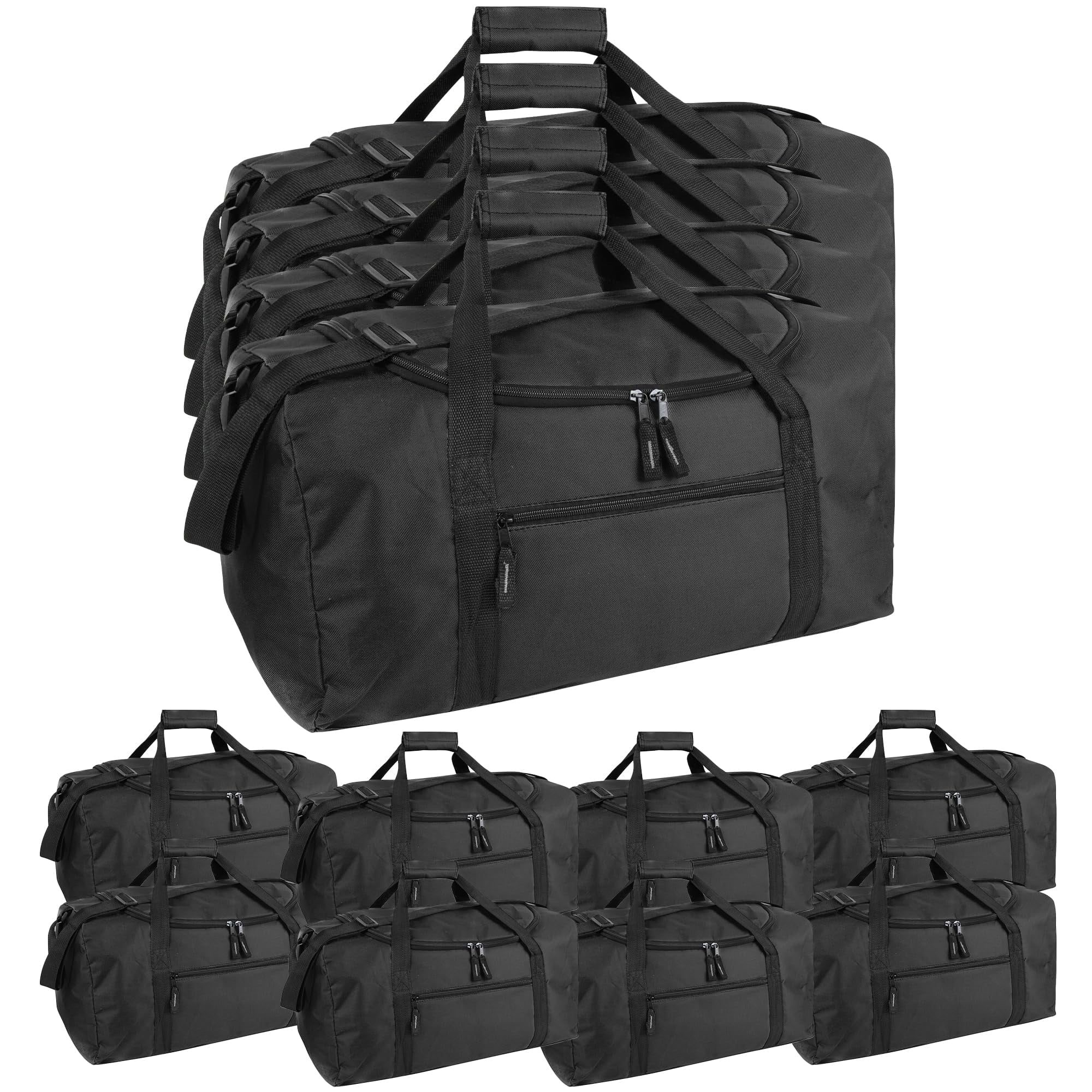 24 Pack of Bulk Wholesale 20 Inch 40 Liter Weekender Overnight Duffel Shoulder Bags for Sports, Travel and Commute in Black