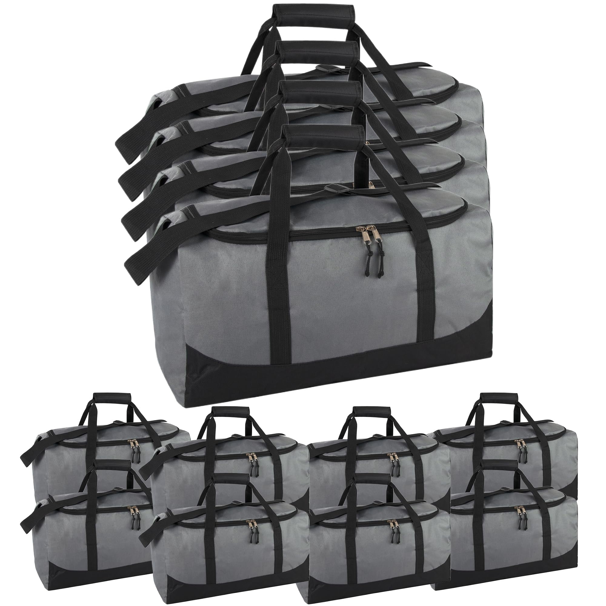 24 Pack of Bulk Wholesale 20 Inch 40 Liter Weekender Overnight Duffel Shoulder Bags for Sports, Travel and Commute in Gray