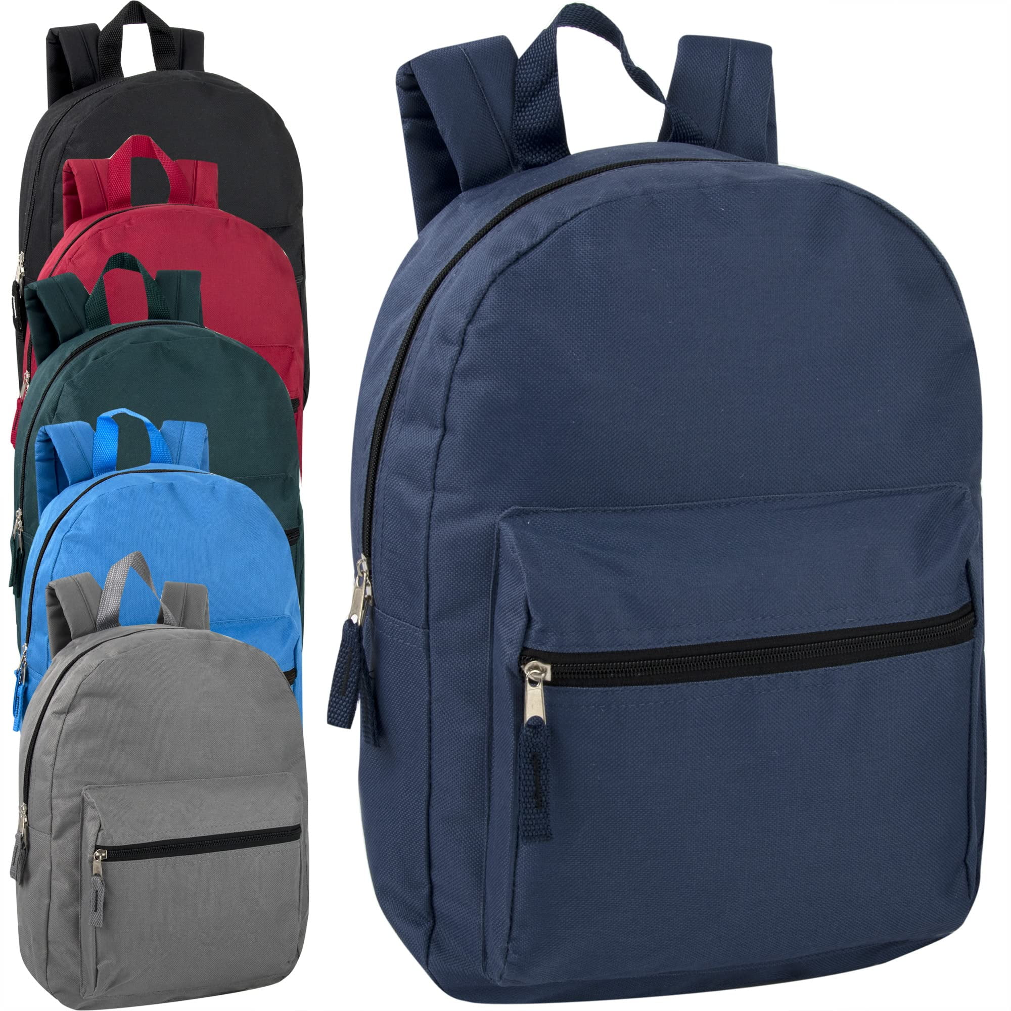 24 pack Solid Color Backpacks for Work, Travel, Commuting, Gym in 6 Color Assortment