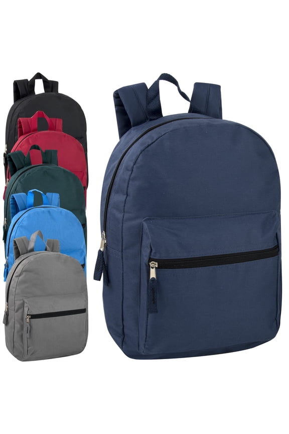 24 pack Solid Color Backpacks for Work, Travel, Commuting, Gym in 6 Color Assortment