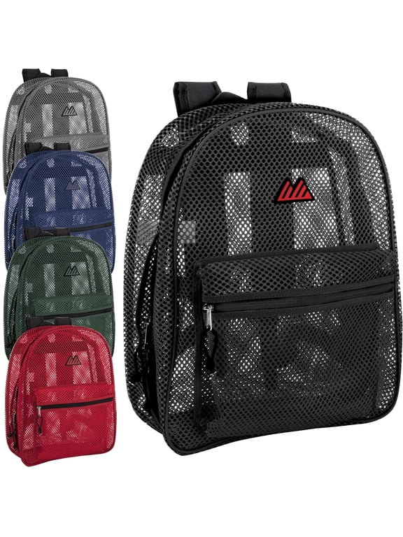 24 pack Solid Color See Through Mesh Stadium Approved Backpacks for Travel, Commuting in Assorted Color