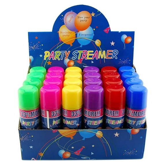 24 Pack of Party Streamer Spray String in a Can Children's Kid's Party Supplies, Perfect for Parties/Events