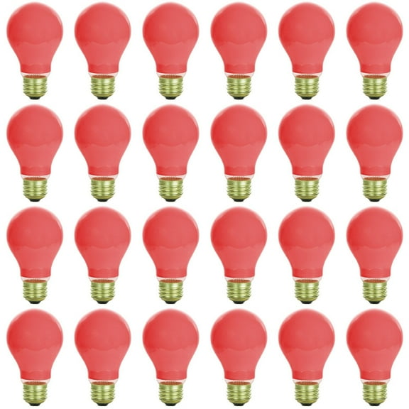 24 Pack of Sunlite 25 watt Ceramic Red Colored Incandescent Light Bulb - Parties, Decorative, and Holiday 1,250 Average Life Hours