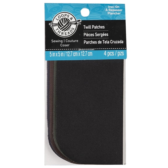 24 Packs: 4 ct. (96 total) Twill Patches by Loops & Threads