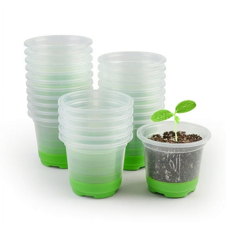 24 Packs 4 inch Clear Nursery Pots with Silicone Base for Easy  Transplanting, Reuseable Seedling Seed Starter Pots for Indoor Outdoor  Gardening