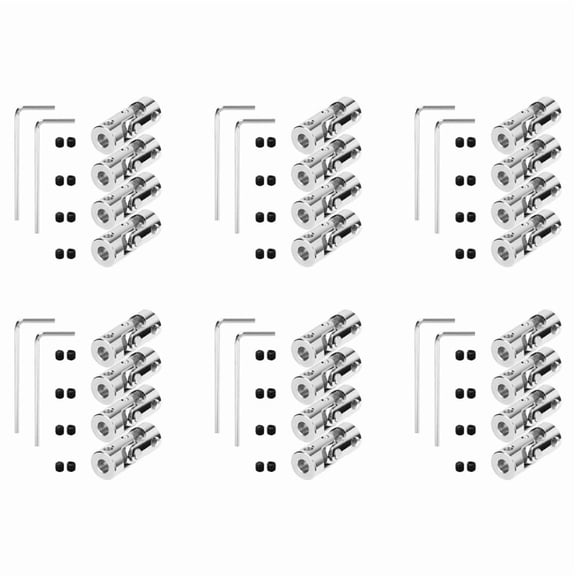 24 Packs 4mm to 4mm Steel Universal Joint Cardan Coupling Connector, Rotatable Model DIY Motor Shaft Fitting Accessory