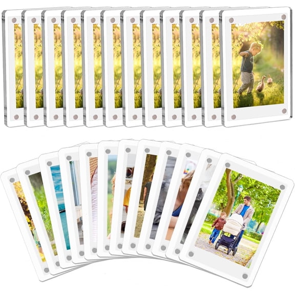 24 Packs Acrylic Magnetic Photo Frame for Refrigerator Double Sided Magnetic Polaroid Frames for Pictures Instax Mini Frame Super Clear 2.36 x 3.54 Inch