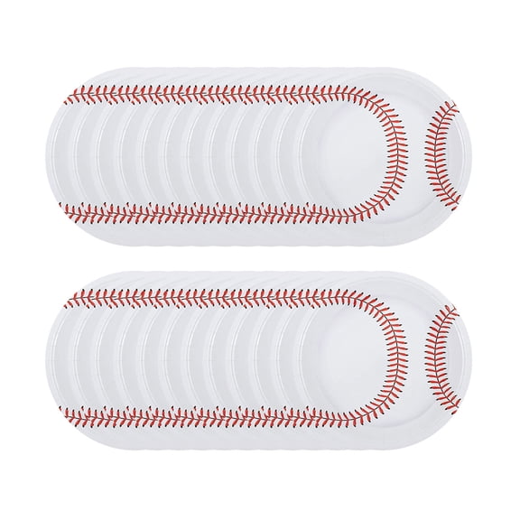 24 Packs Baseball Plates 9 Inch and 7 Inch Round Baseball Themed Paper Plates for Parties