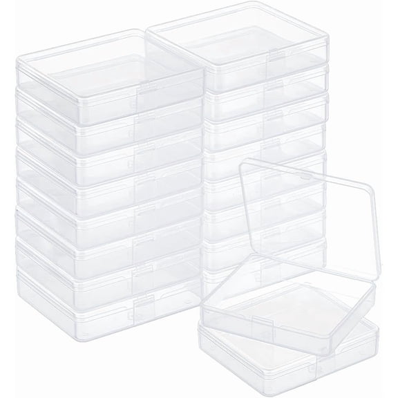 24 Packs Bead Organizer Box 2.9x2.5x0.6 Inch Rectangle Clear PP Bead Container Box Clear Storage Box with Lid