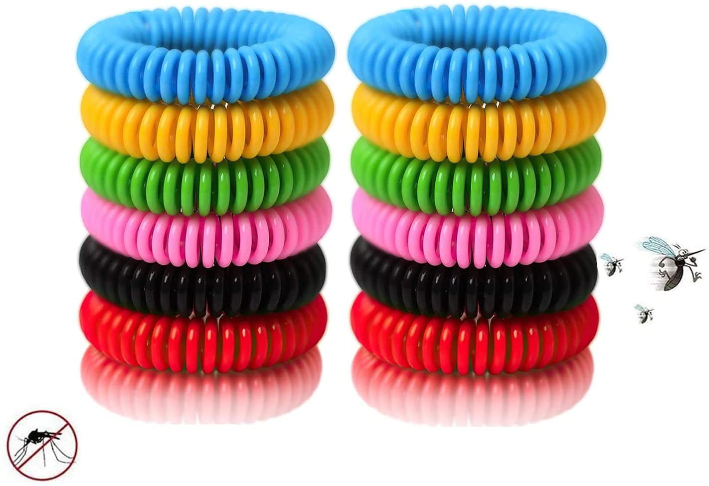 24 Packs Colorful Bracelets, Waterproof and Reusable with Nature Citronella, Lemongrass and Eucalyptus, Using Indoor and Outdoor and Suitable for Adults, Kids, Pet