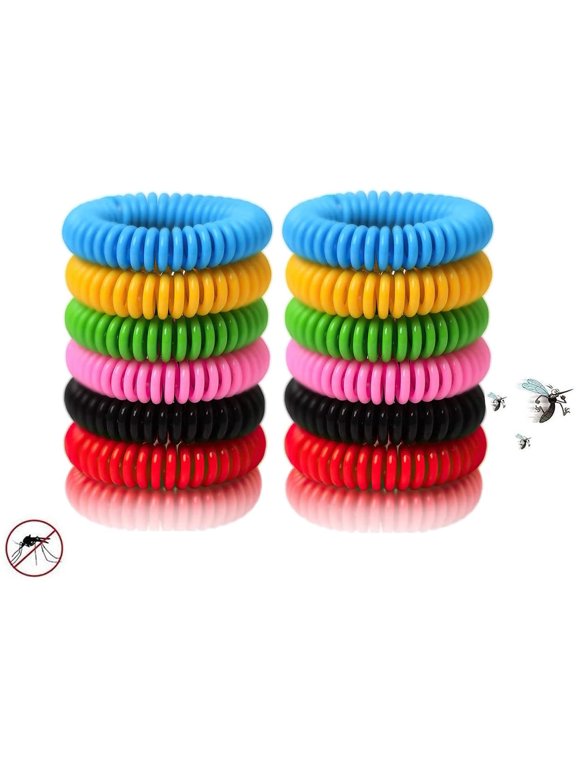 24 Packs Colorful Bracelets, Waterproof and Reusable with Nature Citronella, Lemongrass and Eucalyptus, Using Indoor and Outdoor and Suitable for Adults, Kids, Pet
