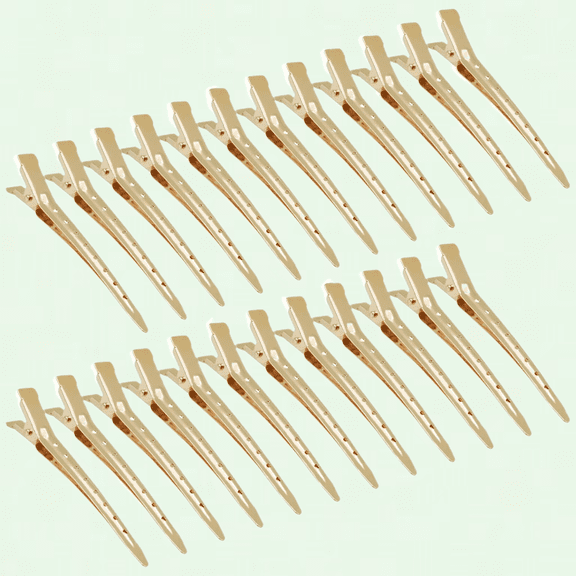 24 Pack Duckbill Clips, 3.35" Stainless Alligator Metal Clips for Hair Styling, Hair Coloring, Gold