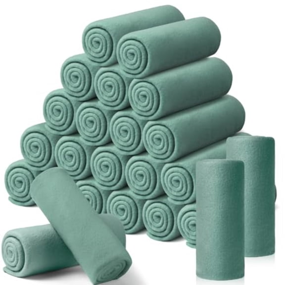 24 Packs Fleece Throw Blanket Soft Warm Lightweight Fleece Blanket Cozy Throw Bulk for Bed Couch Sofa Home Office Wedding Gifts Suitable for Seasons 50 x 60 Inches Lake Blue