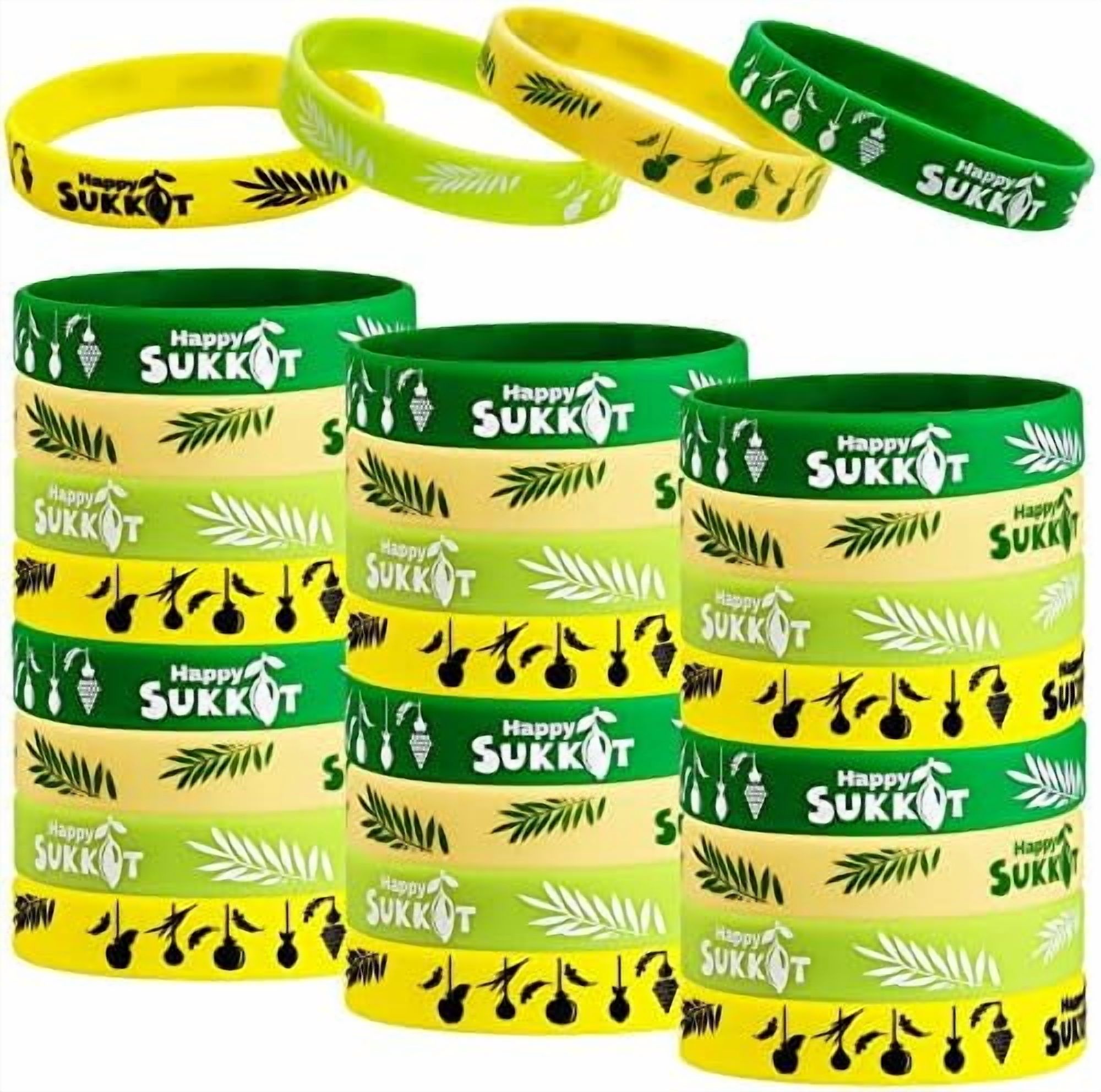 24 Packs Happy Sukkah Silicone Wristbands Jewish Holiday Sukkot Party