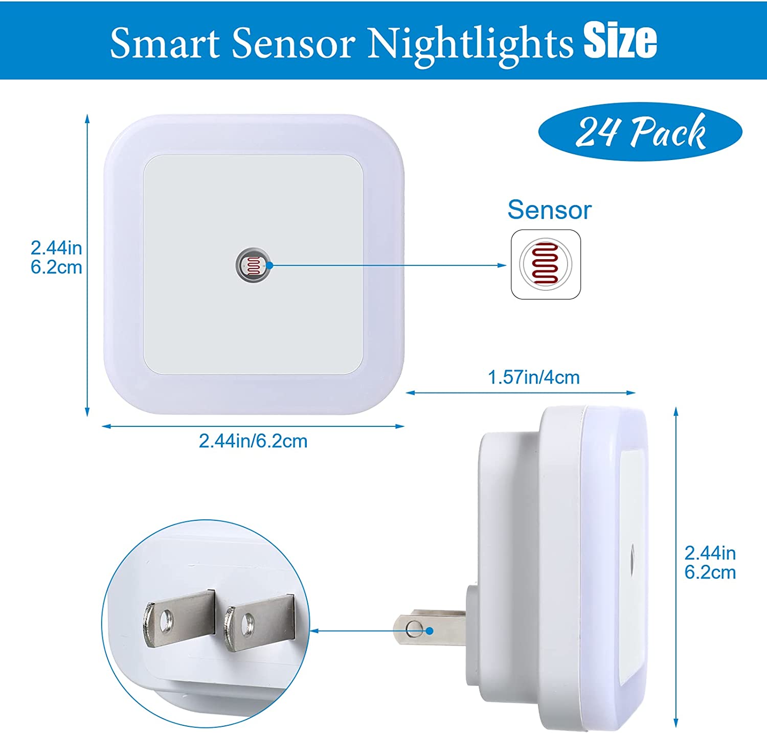 24 Packs LED Night Lights Plug into Wall with Smart Dark Sensor ...