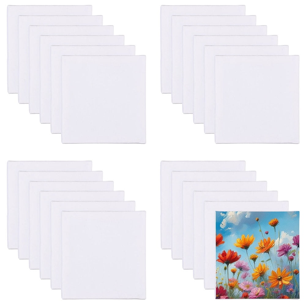 24 Packs Mini Canvases Painting 4x4inch Blank Stretched Art Panels