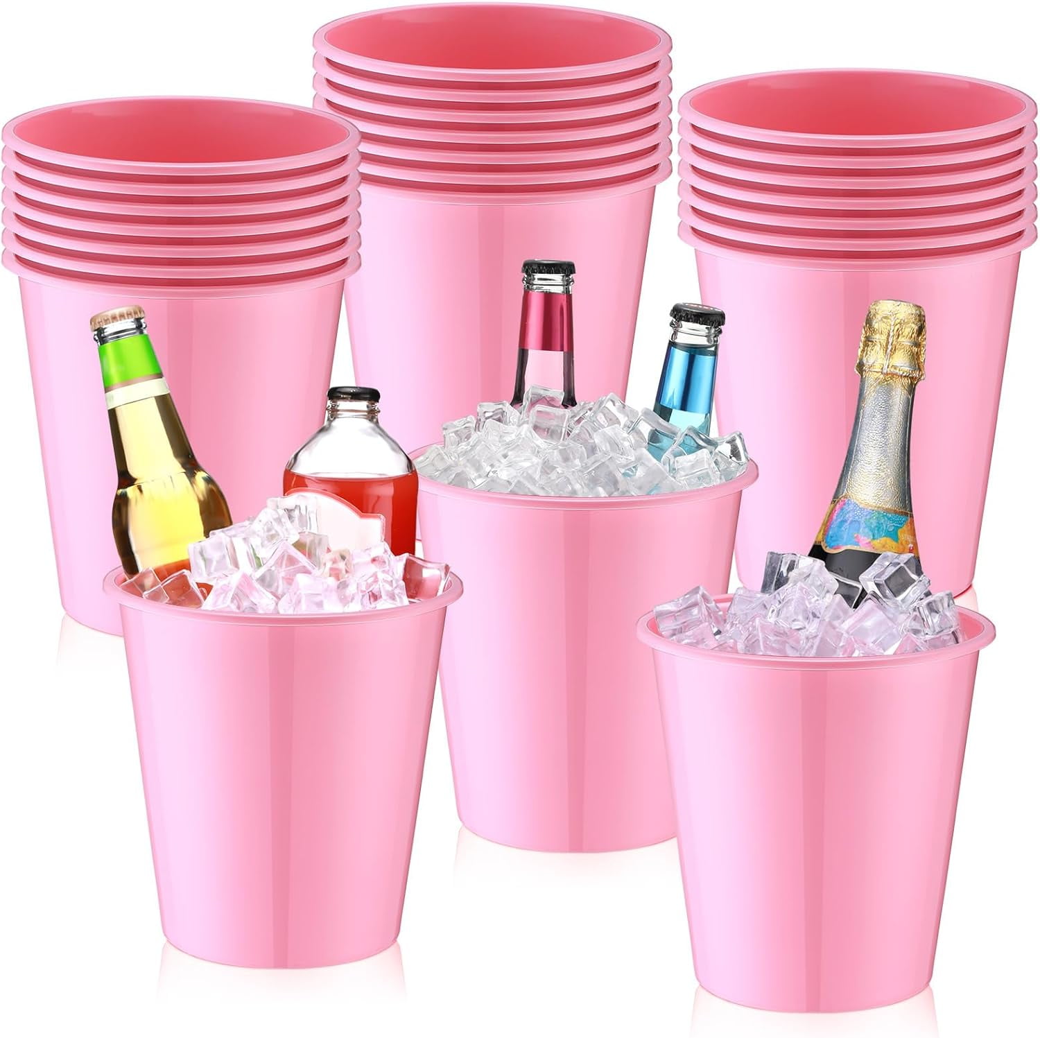 24 Packs Plastic Ice Buckets for Parties 3 Liters Wine Bucket Portable ...