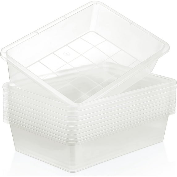 24 Packs Plastic Trays for Classroom, Stackable Thick Flat Paper Letter Tray Organizer Bin for Teacher Classroom File, Book Storage, Art Activity Supplies (Clear)