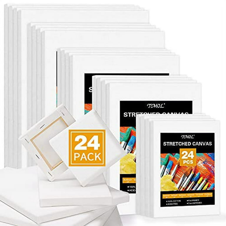 Stretched Canvases for Painting 4x4, 5x7, 8x10, 9x12, 11x14 Inch 10-Pack,  10 oz Triple Primed Acid-Free 100% Cotton Blank Art Canvas for Oil Paint