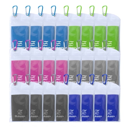 24 Packs Sukeen Cooling Towel (40"x12"), Ice Towel, Soft Breathable Chilly Towel, Cooling Towels for Neck, Microfiber Towel for Yoga, Sport, Running, Gym, Workout, Camping