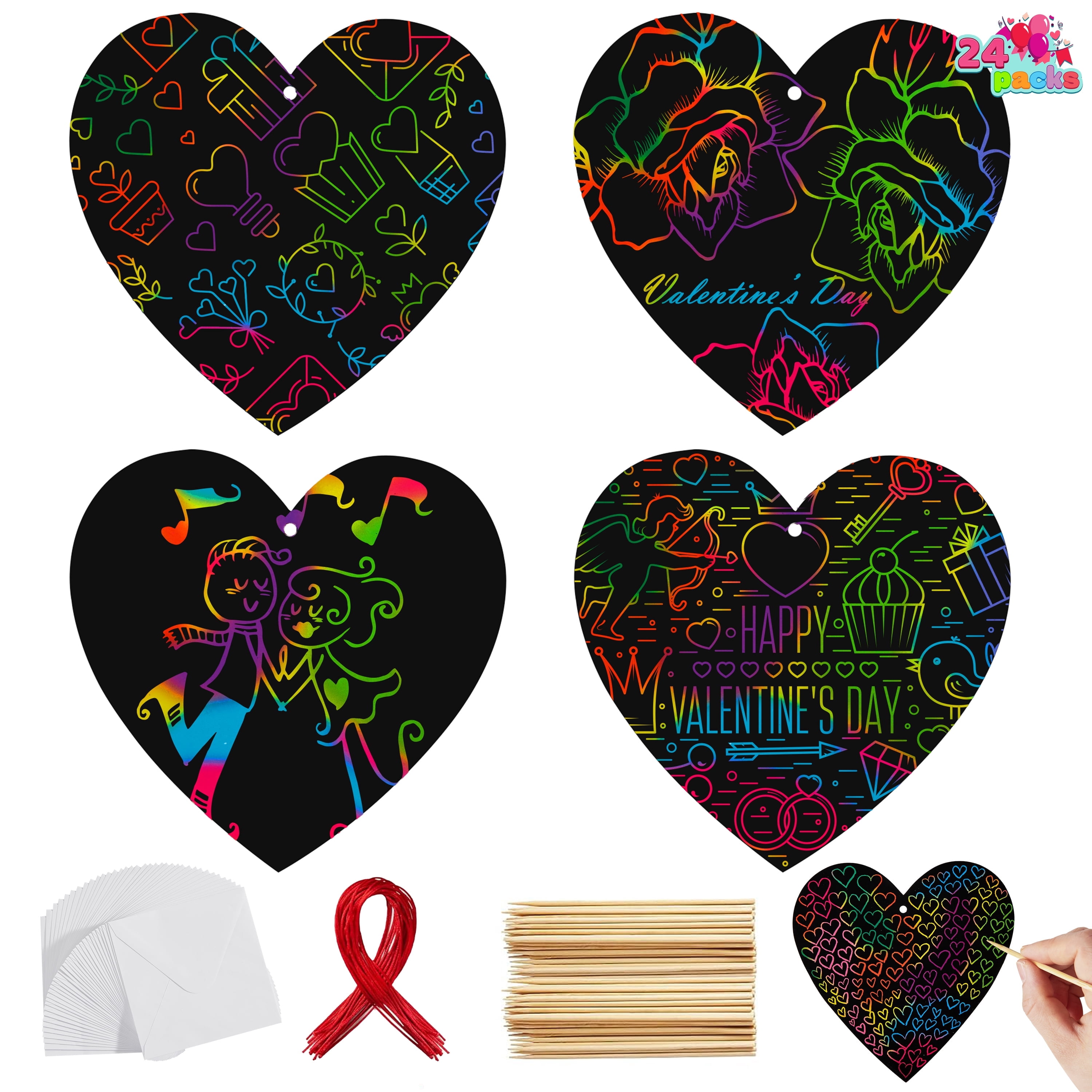 Joyfy 24 Packs Valentines Day Gifts for Kids, Classroom DIY Rainbow ...