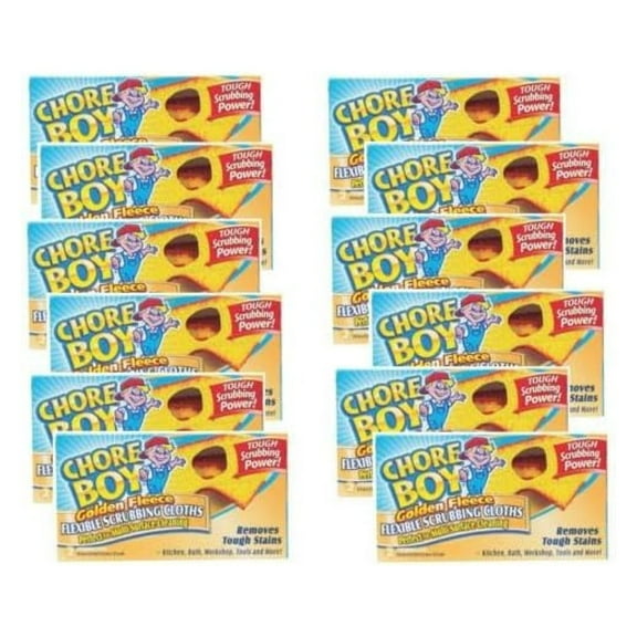 24 Pads! CHORE BOY Golden Fleece Scouring Cloths Pad Cleaning Kitchen Lawn Tools
