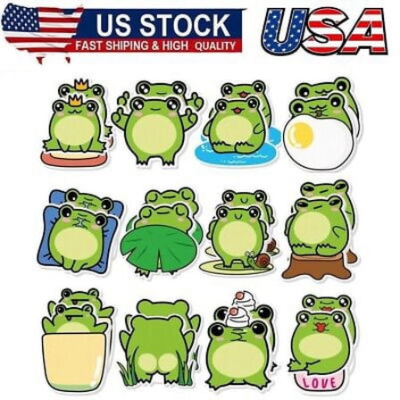 24 Pads Cute Frog Stickers Kawaii Fun Sticky Bulk Cartoon Stickers Pads Self