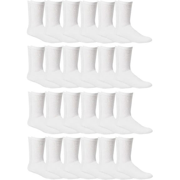 Yacht & Smith Children & Kids Wholesale Bulk Sports Crew, Athletic Case Pack Socks, by SOCKS'NBULK (24 Pairs White, Kids 6-8 (Shoe size 4-7.5))