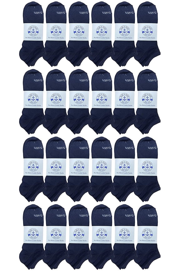 24 Pair SOCKS'NBULK Low Cut Socks Thin Comfortable Lightweight Breathable Wholesale Bulk Sport Socks (NAVY, Men)