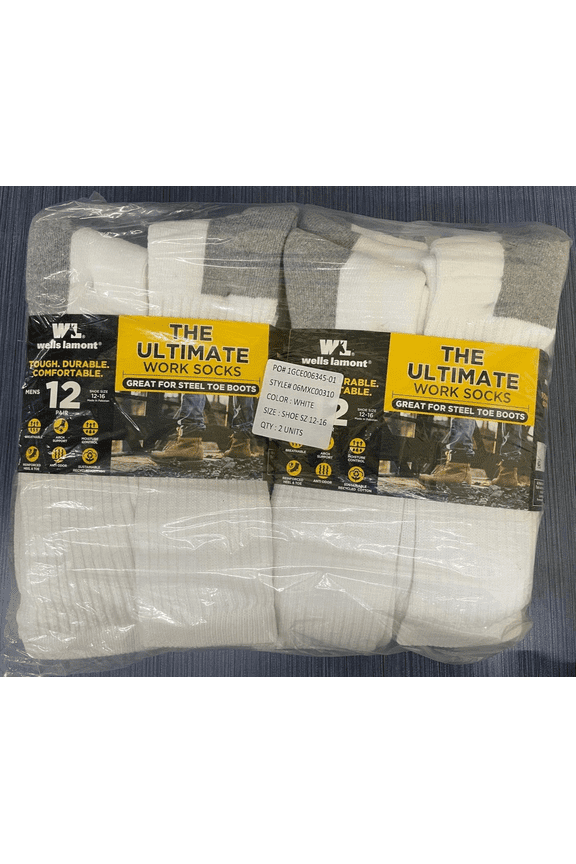 24 Pair x Wells Lamont Mens Size 12-16 Ultimate Work Socks For Steel Toe Boots