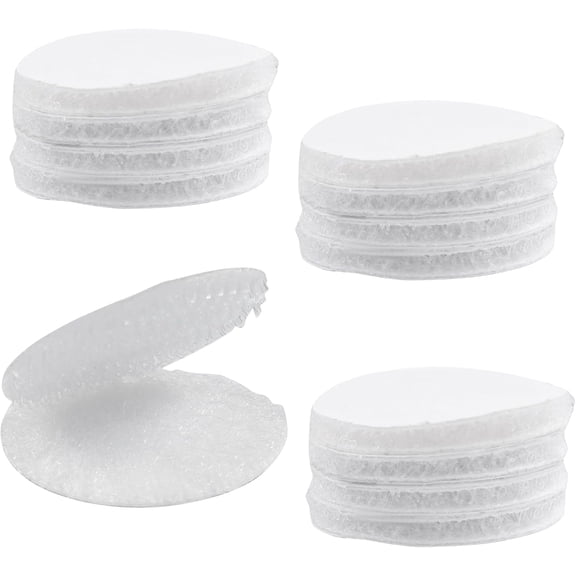 24 Pairs 1 Inch (25mm) Round Hook and Loop Fasteners, Double Sided Sticky Tapes, Self Adhesive Hook and Loop Dots for Home/Office/Wall/Carpet (White)