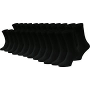 WINTERLACE 24 Pairs Cotton Crew Socks, Mens Womens Bulk Casual Sports Sock (Black, 10-13)