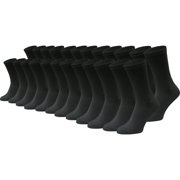 24 Pairs Cotton Crew Socks, Mens Womens Bulk Casual Sports Sock (Charcoal, 9-11)