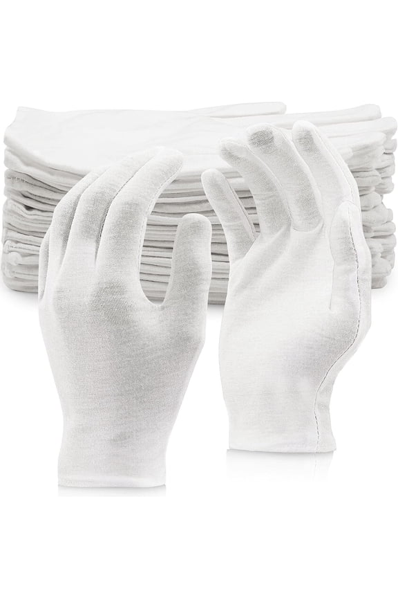 24 Pairs Cotton Gloves,Soft White Gloves for Men Women,Washable Cotton Gloves for Dry Hands Moisturizing Eczema,Stretch Coin Gloves Inspection Gloves for Coin Jewelry Silver