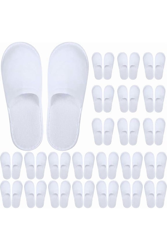 24 Pairs Disposable Cotton Slippers for Guests ,Non Slip,Hotel House Slippers for Graduation Wedding Party Shoeless Home Travel Individually Wrapped,2 Size