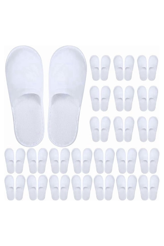 24 Pairs Disposable Cotton Slippers for Guests ,Non Slip,Hotel House Slippers for Graduation Wedding Party Shoeless Home Travel Individually Wrapped