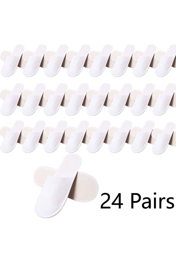 24 Pairs Disposable Slippers Eays Carry for Travel,Thin Slippers Soft Comfortable Guest Use