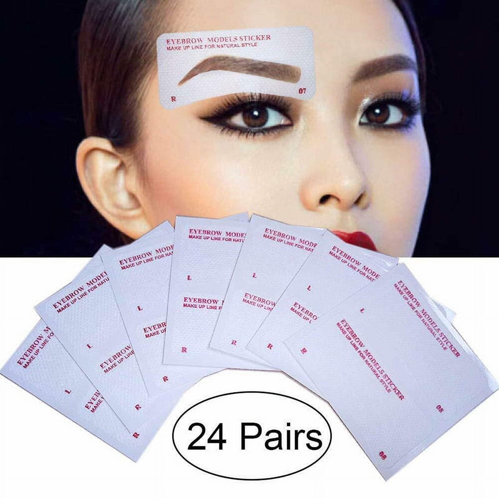 24 Pairs Eyebrow Stencil Stickers Eyebrow Drawing Card Template DIY