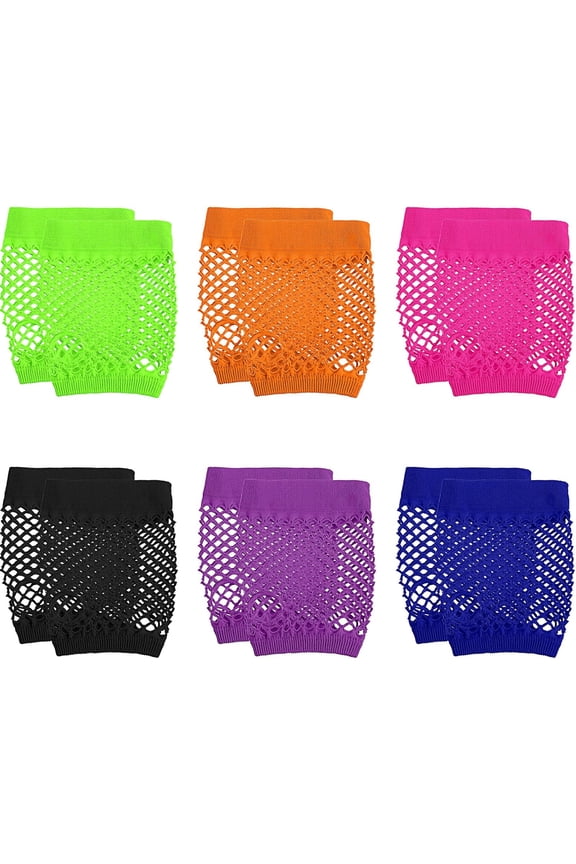 24 Pairs Fingerless Fishnet Neon Gloves for Women and Girls 80s Fishnet Gloves Punk Wrist Glove Short Net Mesh Fingerless Gloves for 80s 90s Party Cosplay Costume Accessories Supplies