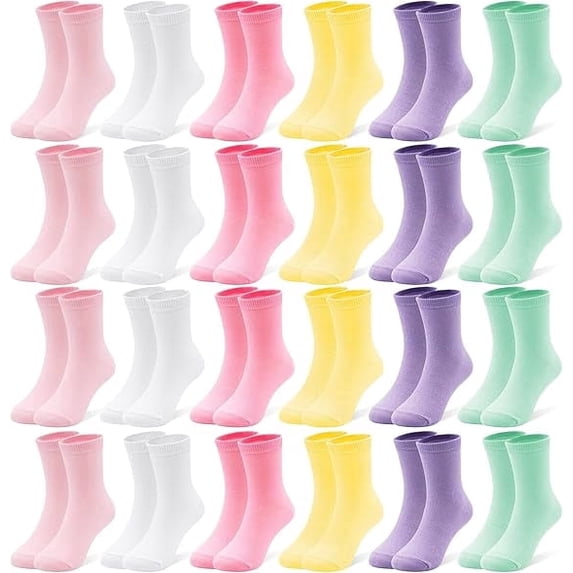 GENTABY 24 Pairs Girls Socks, Kids Multicolor Casual Crew Socks for 1-14 Years