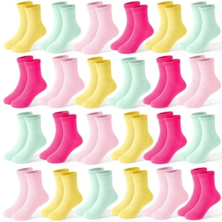 Sptramle 24 Pairs Girls Socks - Toddler & Kids Colorful Athletic Crew School Socks for Ages 1-14