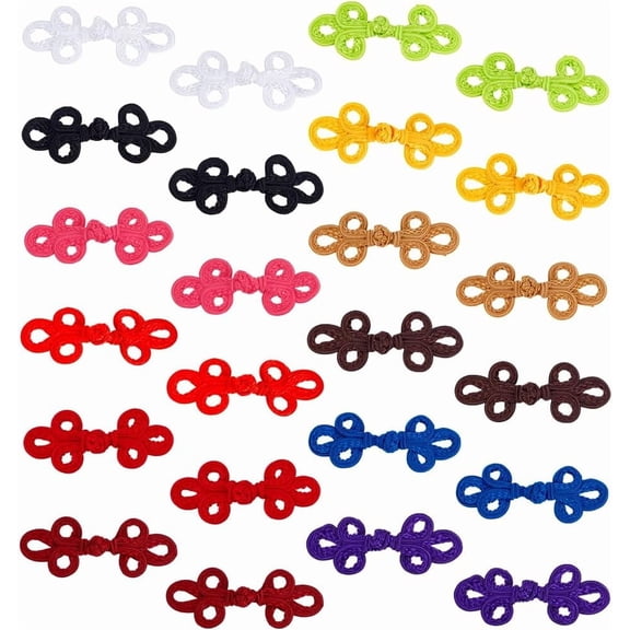 24 Pairs Handmade Chinese Frog Knot Button Closure Knots 12 Colors Sewing Buttons Fasteners