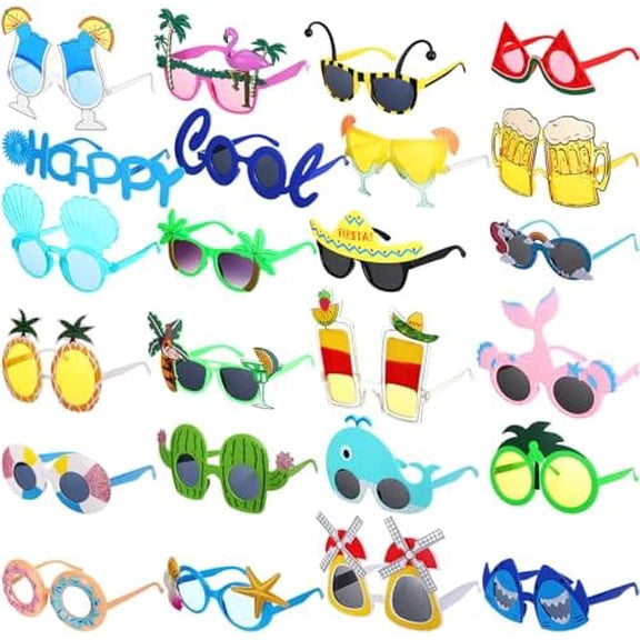 24 Pairs Luau Party Sunglasses Funny Hawaiian Tropical Glasses Beach Themed Party Supplies Decorations(Stylish)$$Home Decor, Kitchen, & Other